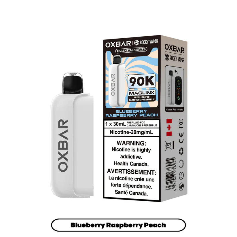 Rocky Vapor Oxbar Maglink- Blueberry Raspberry Peach 90k {Prefilled Pods} (Without Battery)