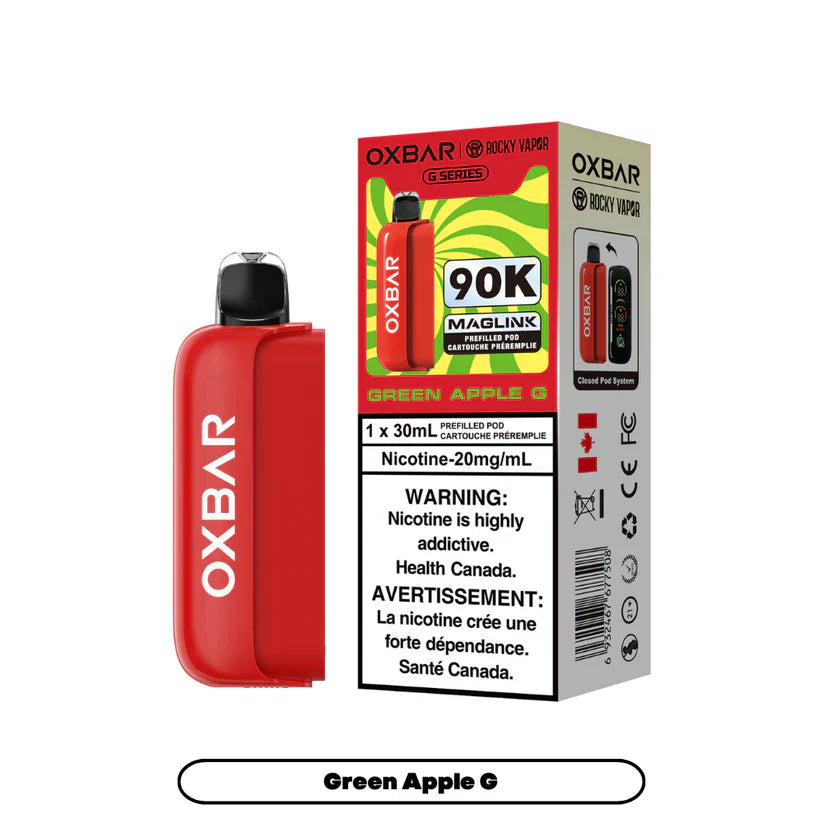 Rocky Vapor Oxbar Maglink- Green Apple G 90k {Prefilled Pods} (Without Battery)