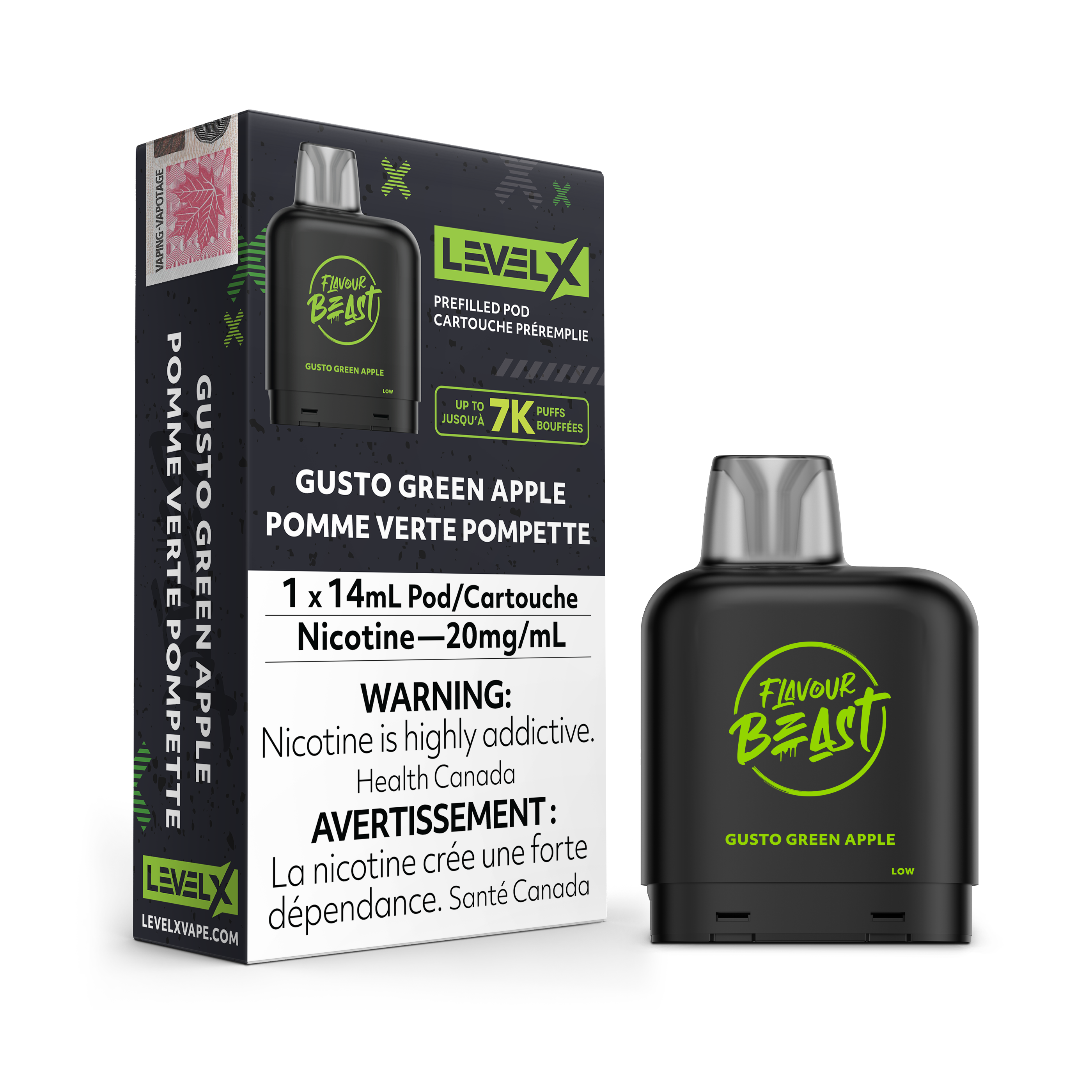 LEVEL X POD 14ML - GUSTO GREEN APPLE