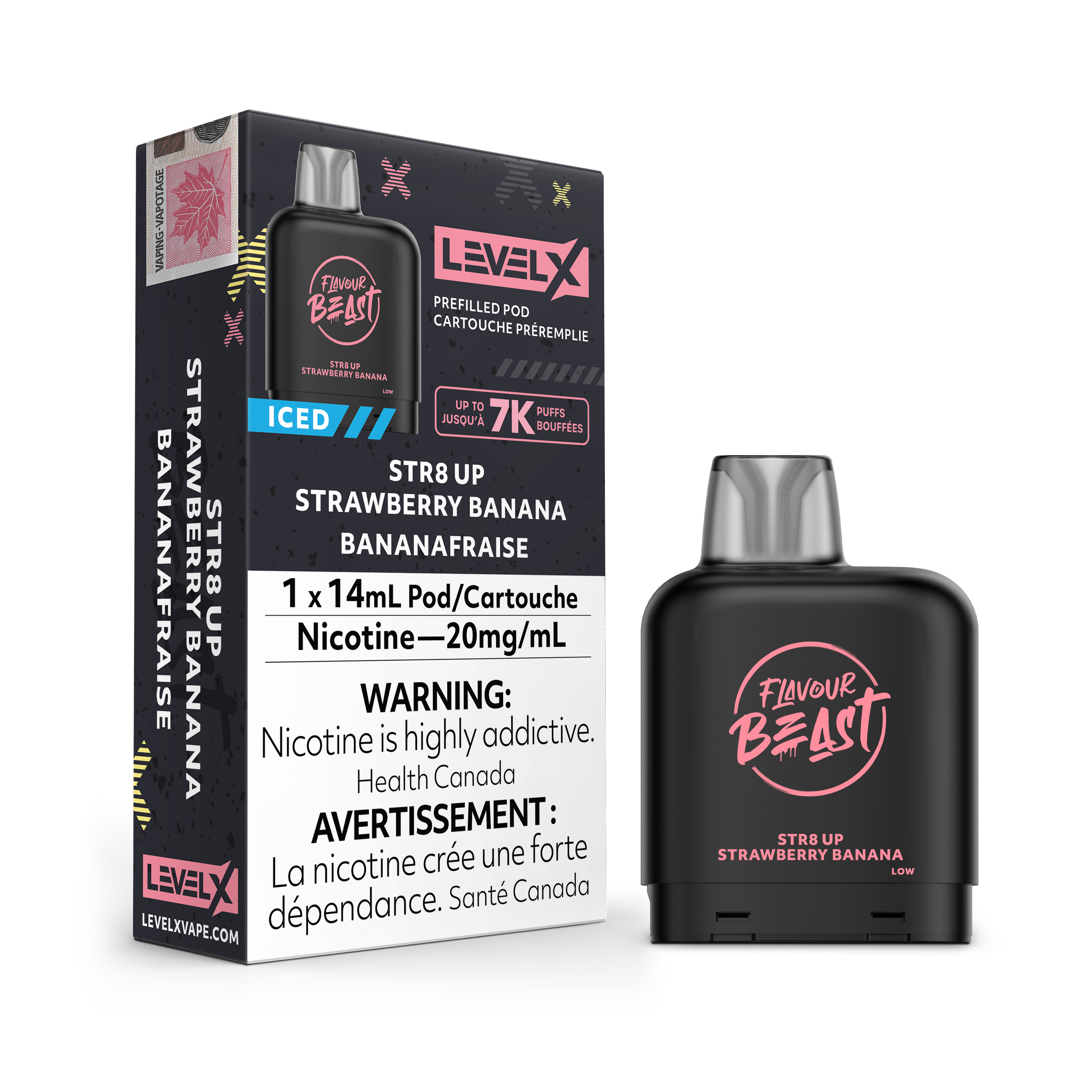 LEVEL X POD 14ML - STR8 UP STRAWBERRY BANANA ICED