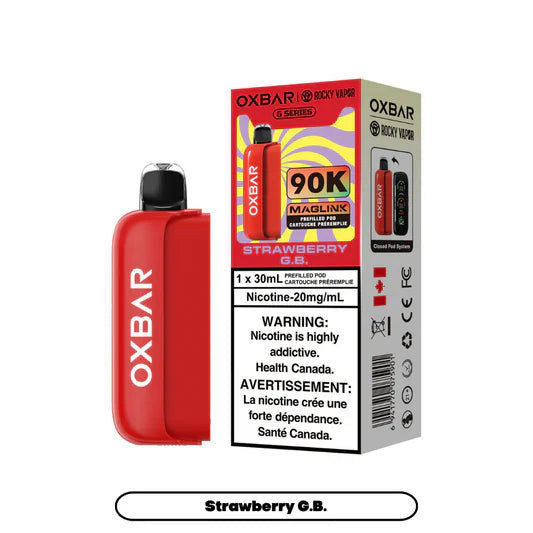 Rocky Vapor Oxbar Maglink- Strawberry G.B 90k {Prefilled Pods} (Without Battery)