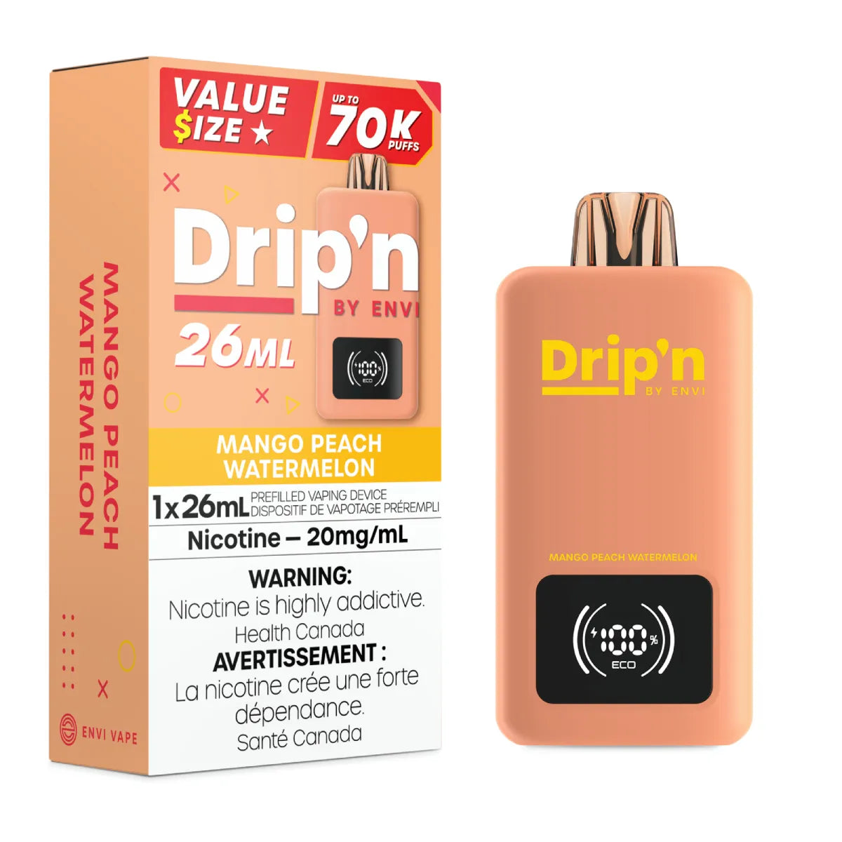 Drip'n by Envi Disposable 70k Puffs- Mango Peach Watermelon