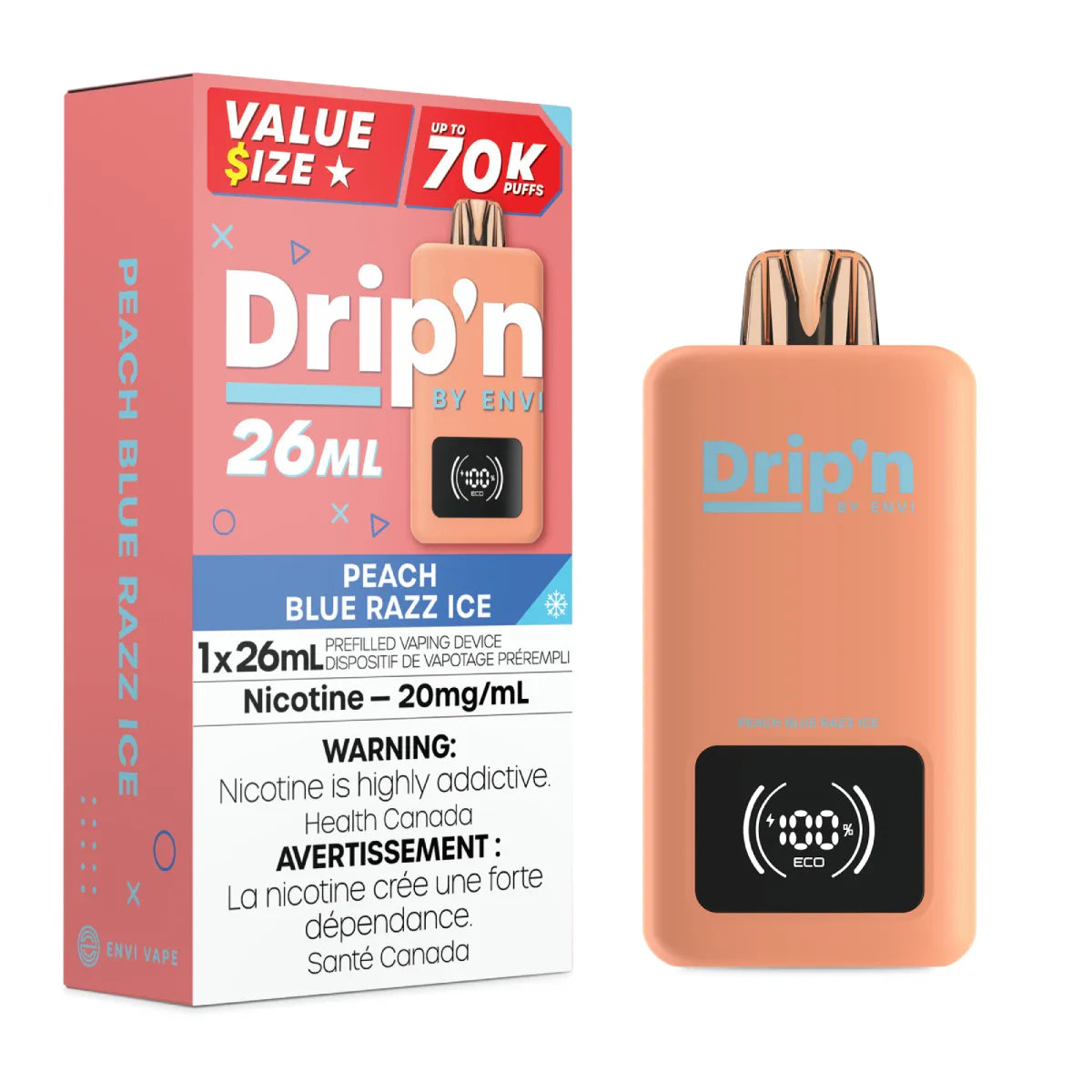 Drip'n by Envi Disposable 70k Puffs- Peach Blue Razz Ice