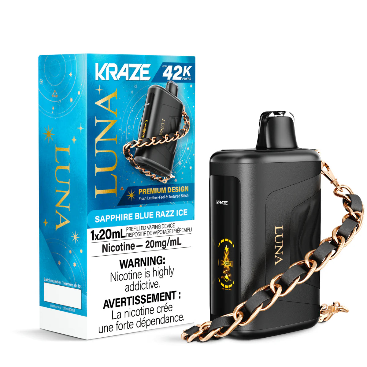 Kraze Luna 42k Disposable- Sapphire Blue Razz Ice