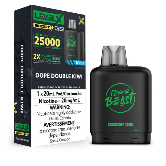 Level X Boost G2 25000 Puffs Pod- Dope Double Kiwi 20MG