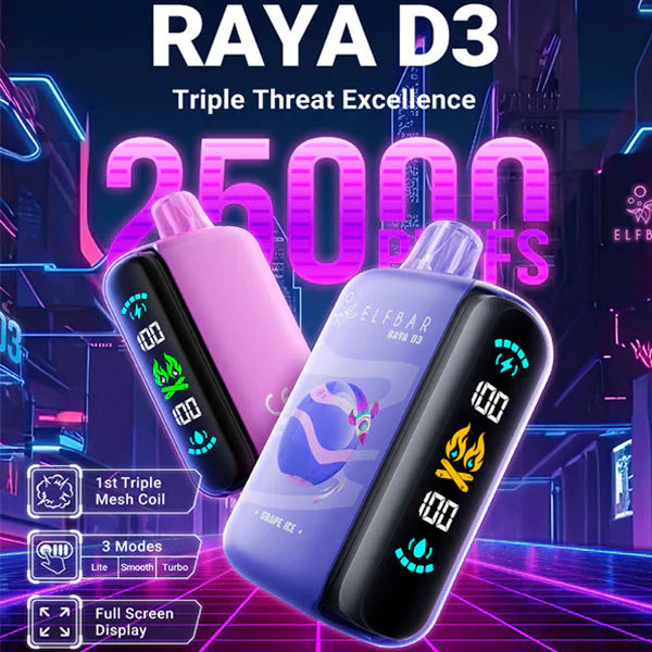 ELFBAR Raya D3 25000 Puffs Disposable Vape-Grape Cherry