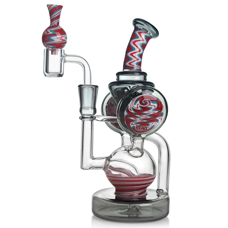 8 Inches Recycler Dab Rig & Quartz Banger with Cap