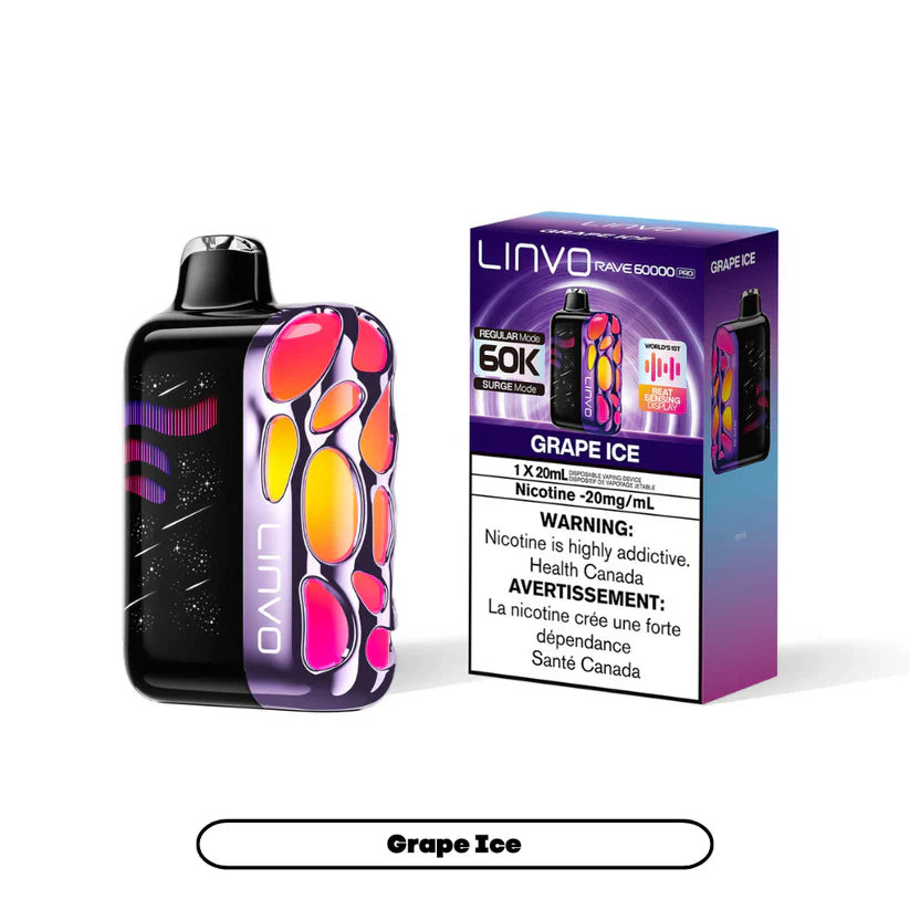 Linvo Rave 60000 Pro disposable vape - Grape Ice