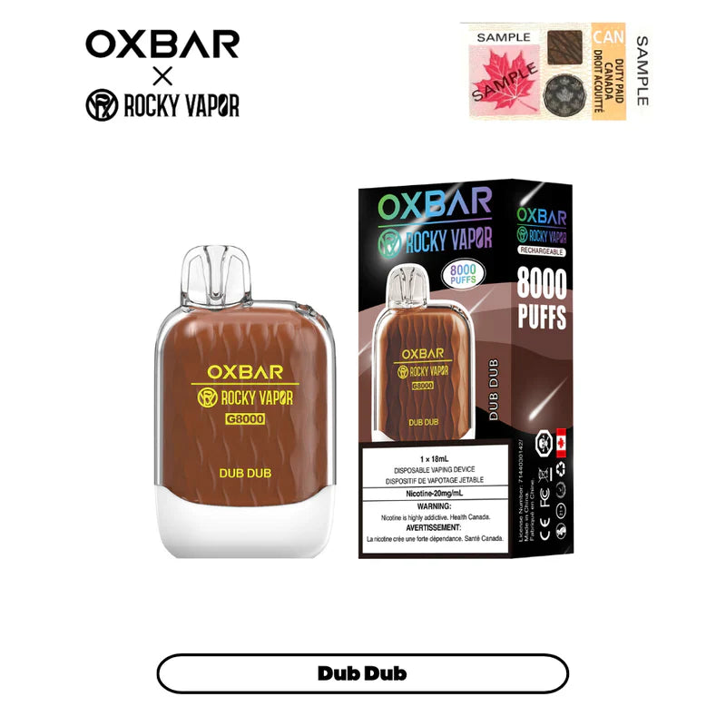 OXBAR X Rocky Vapor G8000 Rechargeable Disposable Vape.