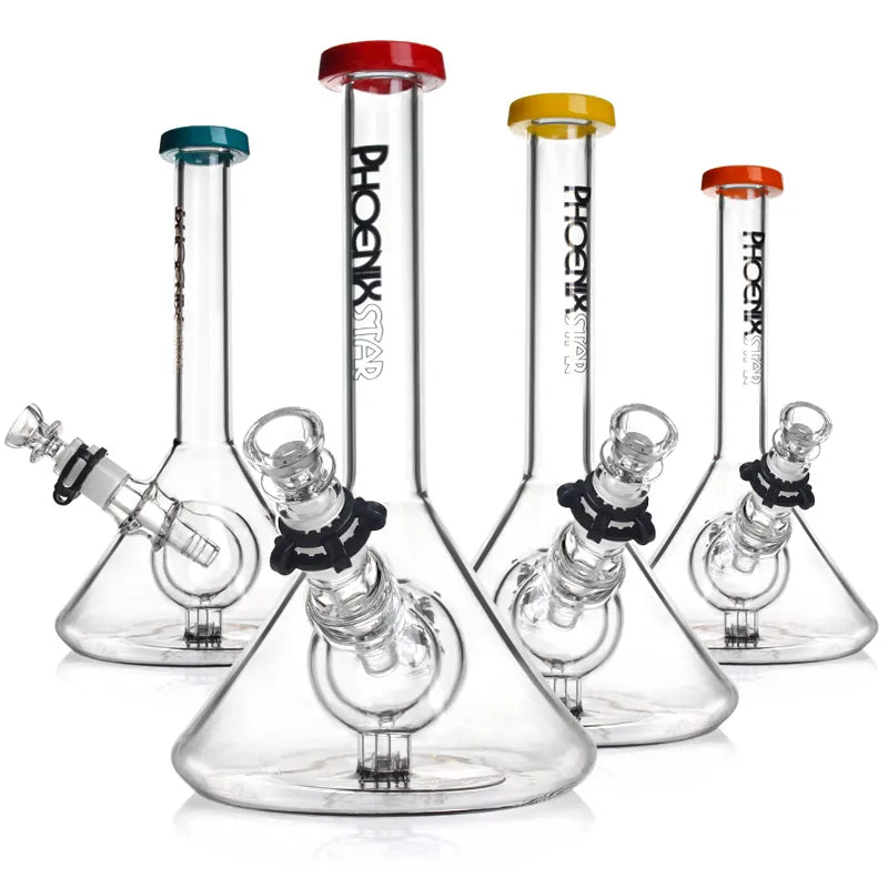 Glass Perc Beaker Bong with Double Layers Ball Inside