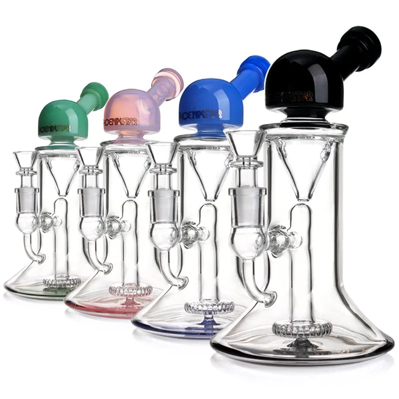 Glass Small Recycler Bubbler With Showerhead Perc