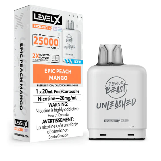 Level X Boost G2 25000 Puffs Pod- Epic Peach Mango 20MG