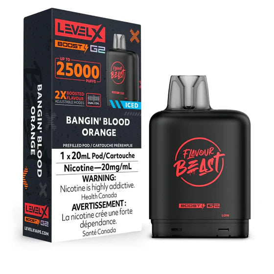 Level X Boost G2 25000 Puffs Pod-Bangin' Blood Orange Iced 20MG