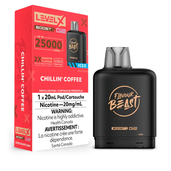 Level X Boost G2 25000 Puffs Pod-Chillin' Coffee Iced 20MG