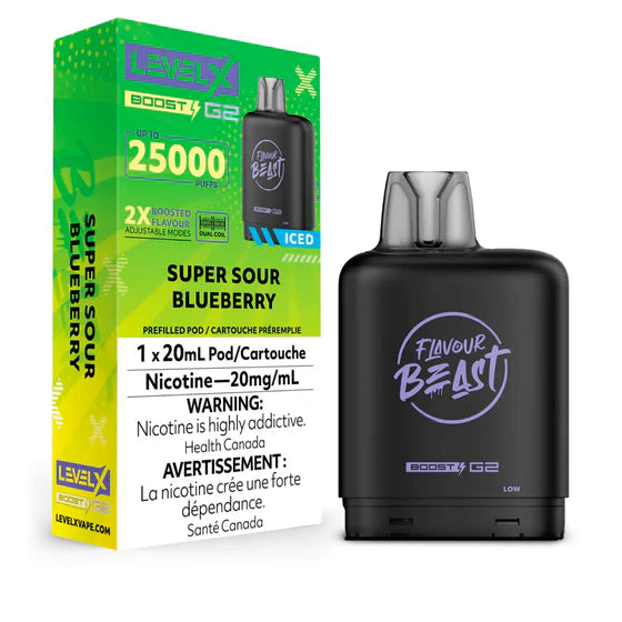 Level X Boost G2 25000 Puffs Pod-Super Sour Blue Razz Iced 20MG