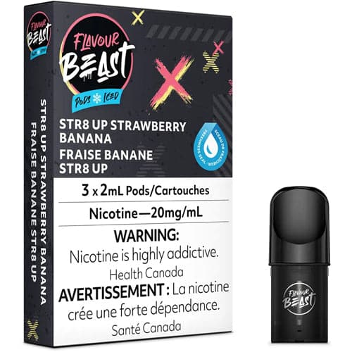 FLAVOUR BEAST POD PACK - STR8 UP STRAWBERRY BANANA ICED