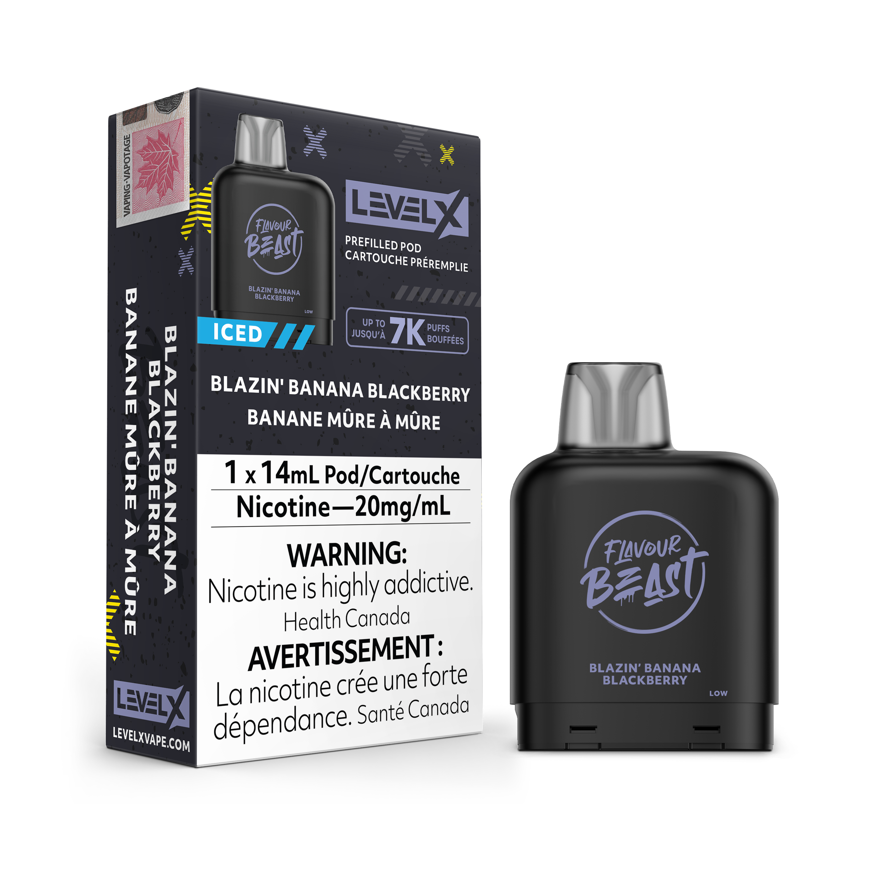 LEVEL X POD 14ML - BLAZIN' BANANA BLACKBERRY ICED | Online Canadian Vape Shop