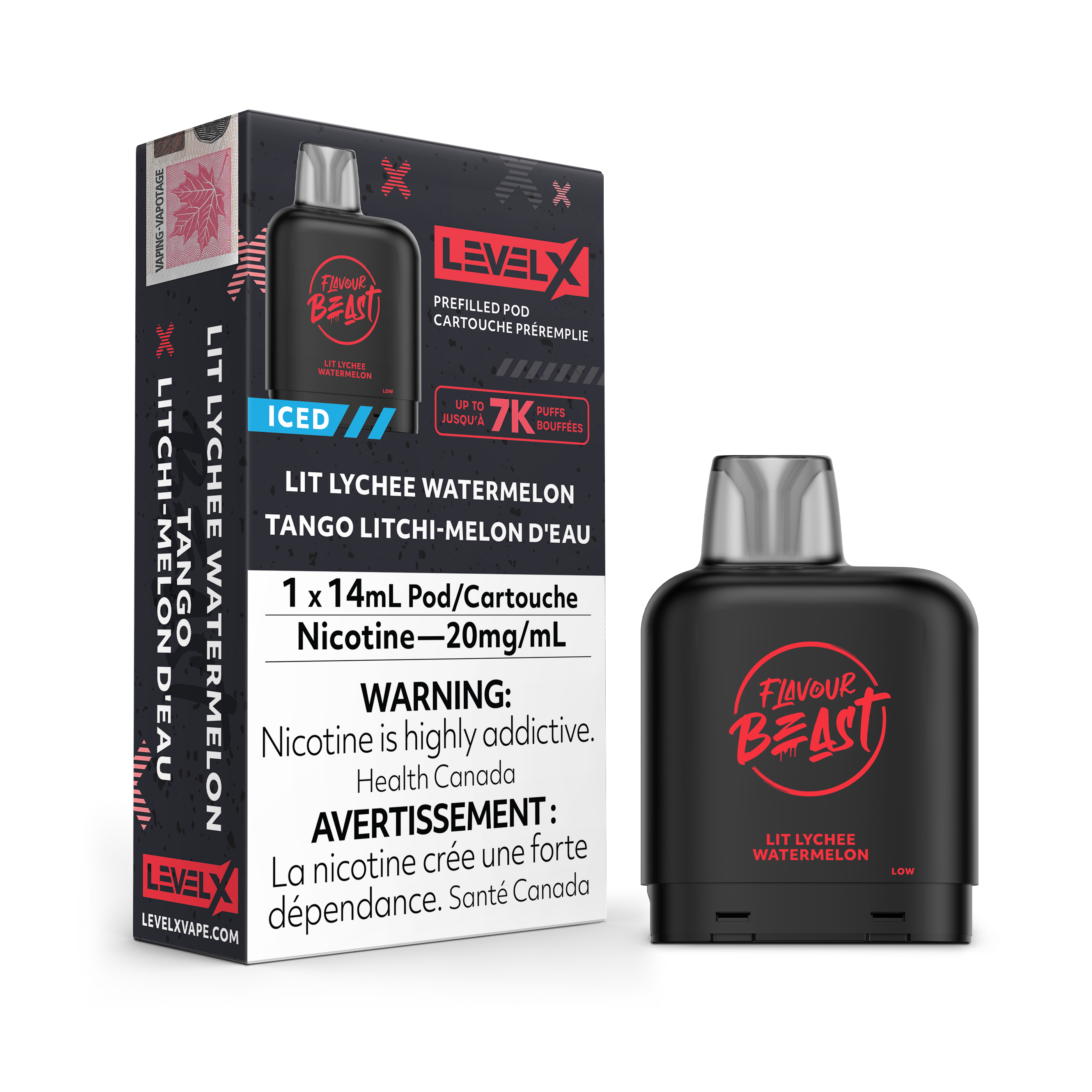 LEVEL X POD 14ML - LIT LYCHEE WATERMELON ICED | Online Canadian Vape Shop