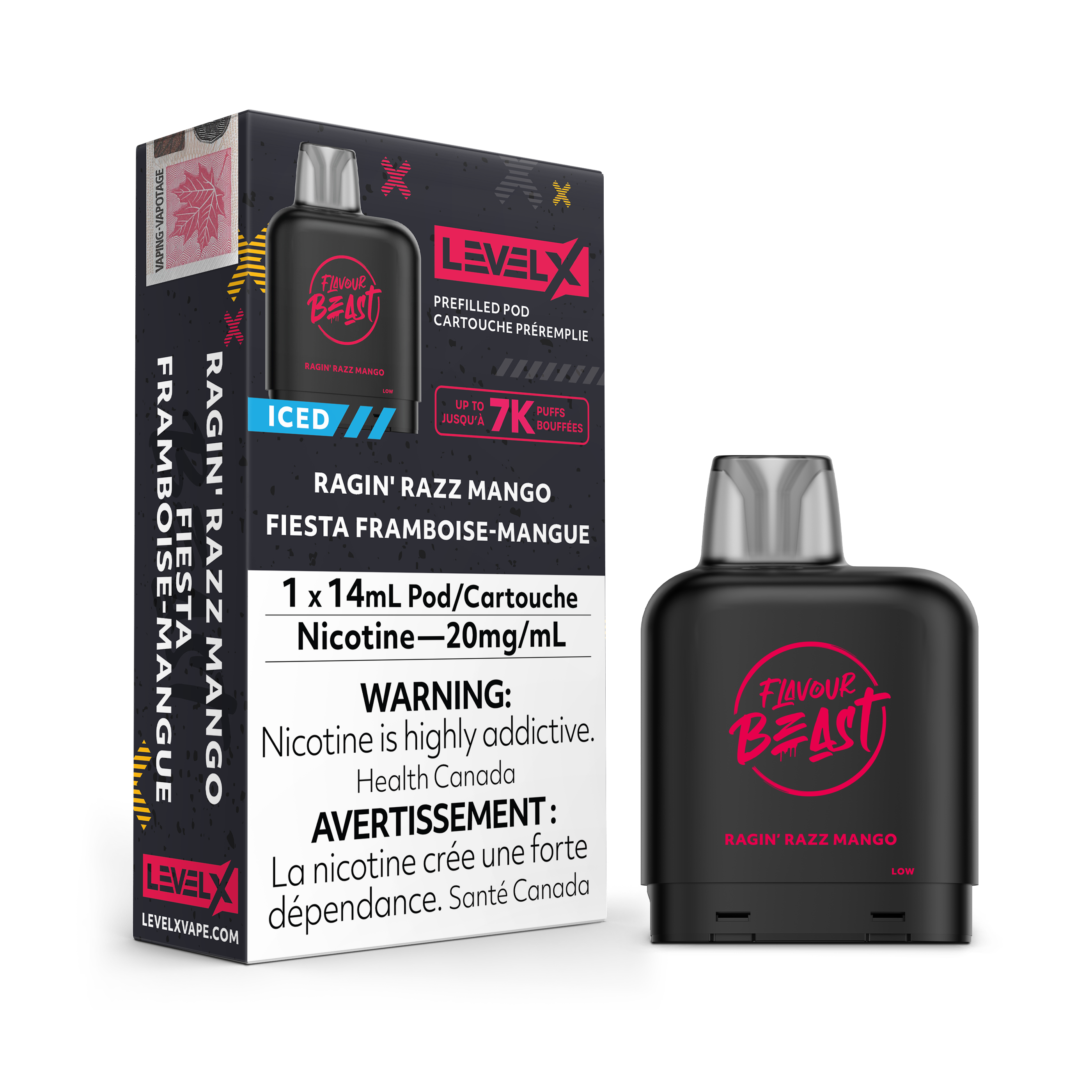 LEVEL X POD 14ML - RAGIN' RAZZ MANGO ICED | Online Canadian Vape Shop