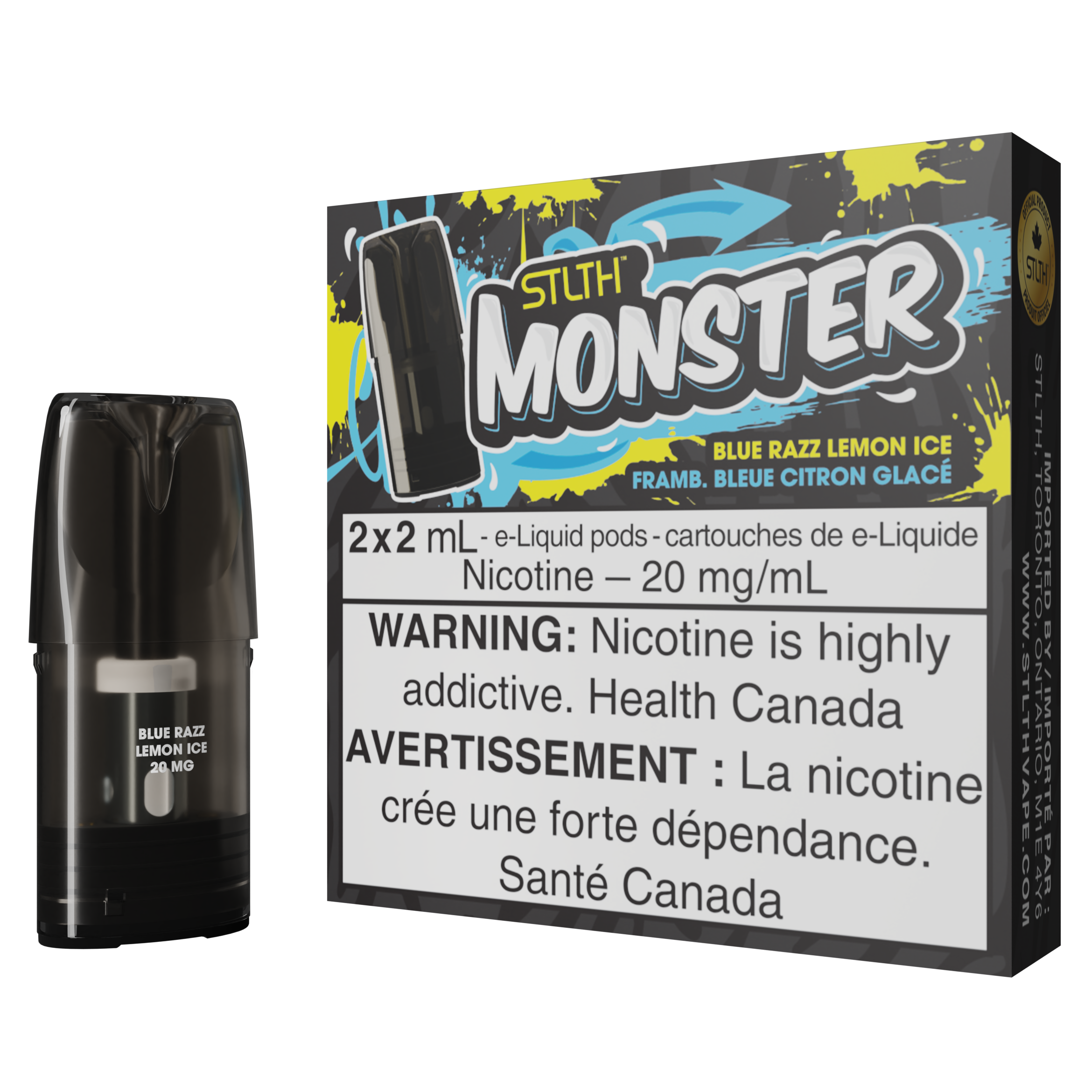 PACK STLTH MONSTER POD - BLEU RAZZ LEMON ICE